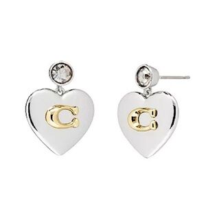 Coach Silver and Gold Heart Earrings